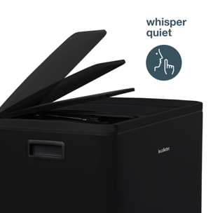 Les Collectors N°988, Papelera de Reciclaje o Basura, 3 contenedores Capacidad 54 L 3x18litros, Acero Inoxidable, Pedal en Acero, Antideslizante, Negro, Acabado Mate