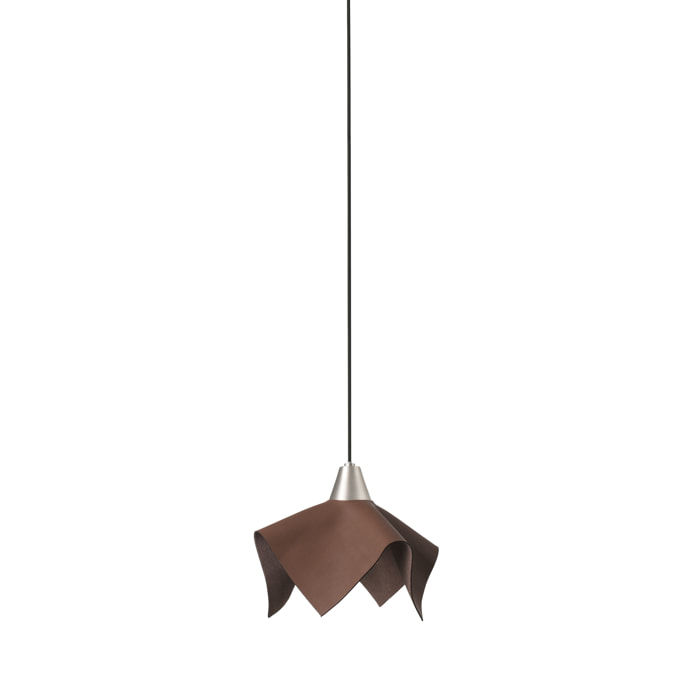 FAUNA Suspension LED en cuir marron