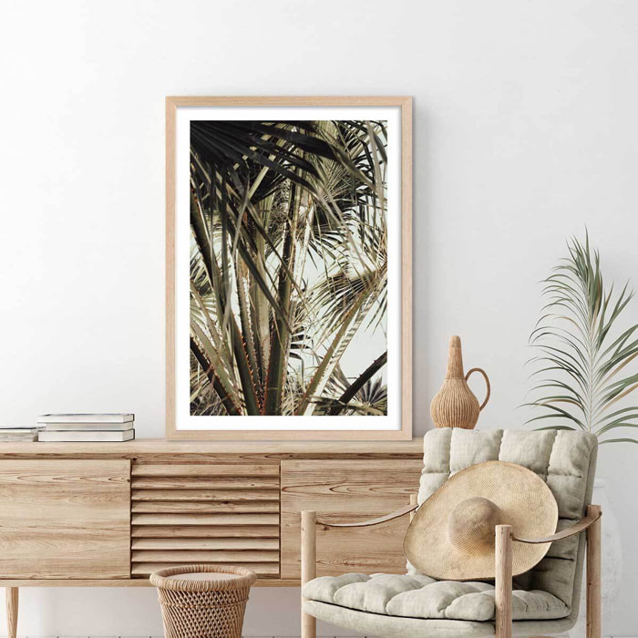 Poster cœur de palmier Affiche + cadre en bois - Chêne