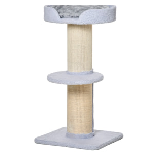 Arbre à chat avec griffoir centre d'activités 2 plateformes coussin bleu