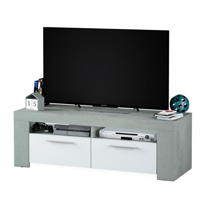 Mueble TV Ambit Blanco Artik (Blanco Mate) - Gris Cemento