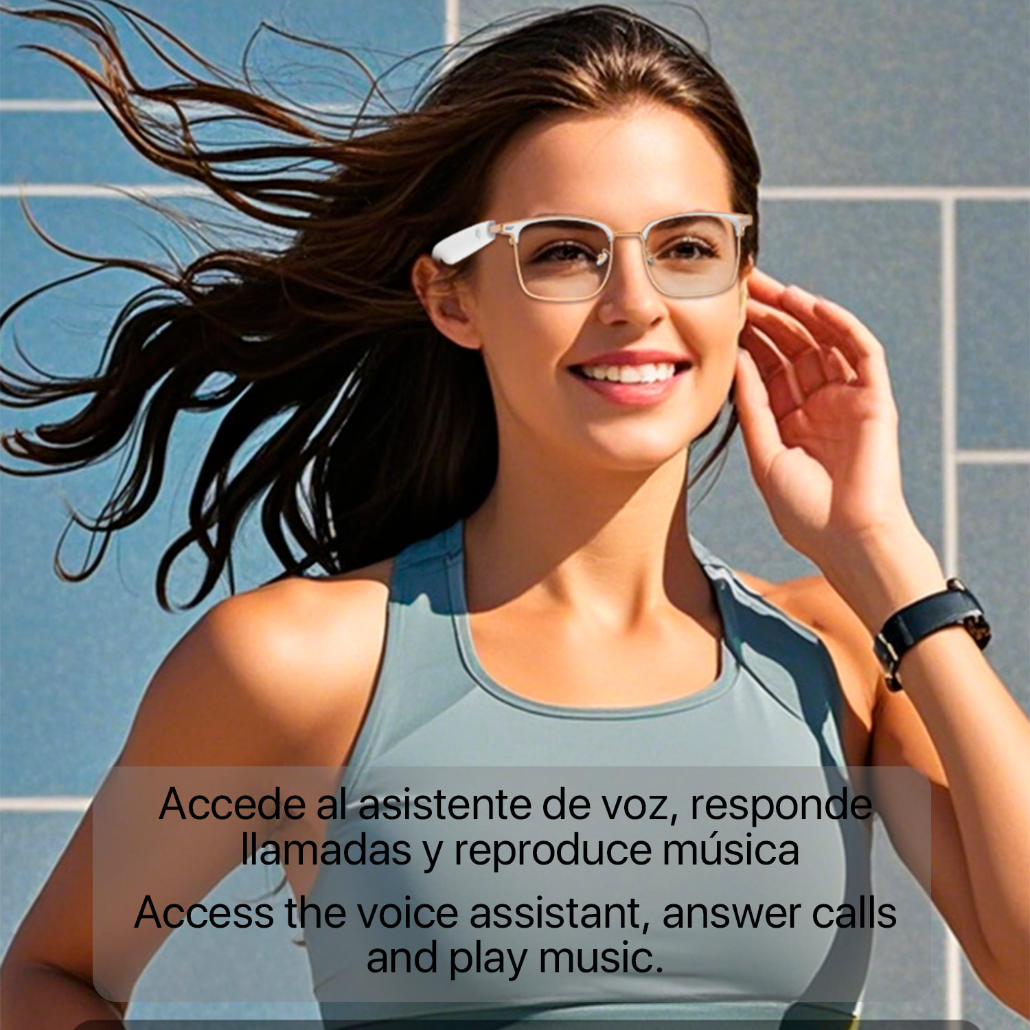 Gafas inteligentes GS13 lentes fotocromáticas, llamada bluetooth, asistente de voz, control remoto de la cámara.
