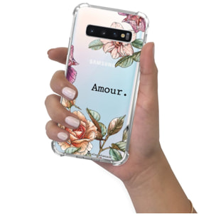 Coque Samsung Galaxy S10 anti-choc souple angles renforcés transparente Amour en fleurs La Coque Francaise