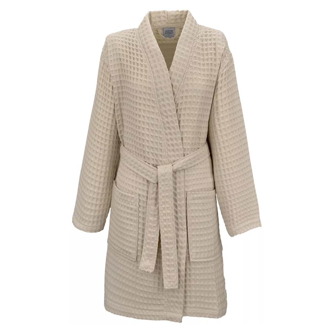 Peignoir femme pur coton 240 g/m² nid d'abeille beige Detente naturel