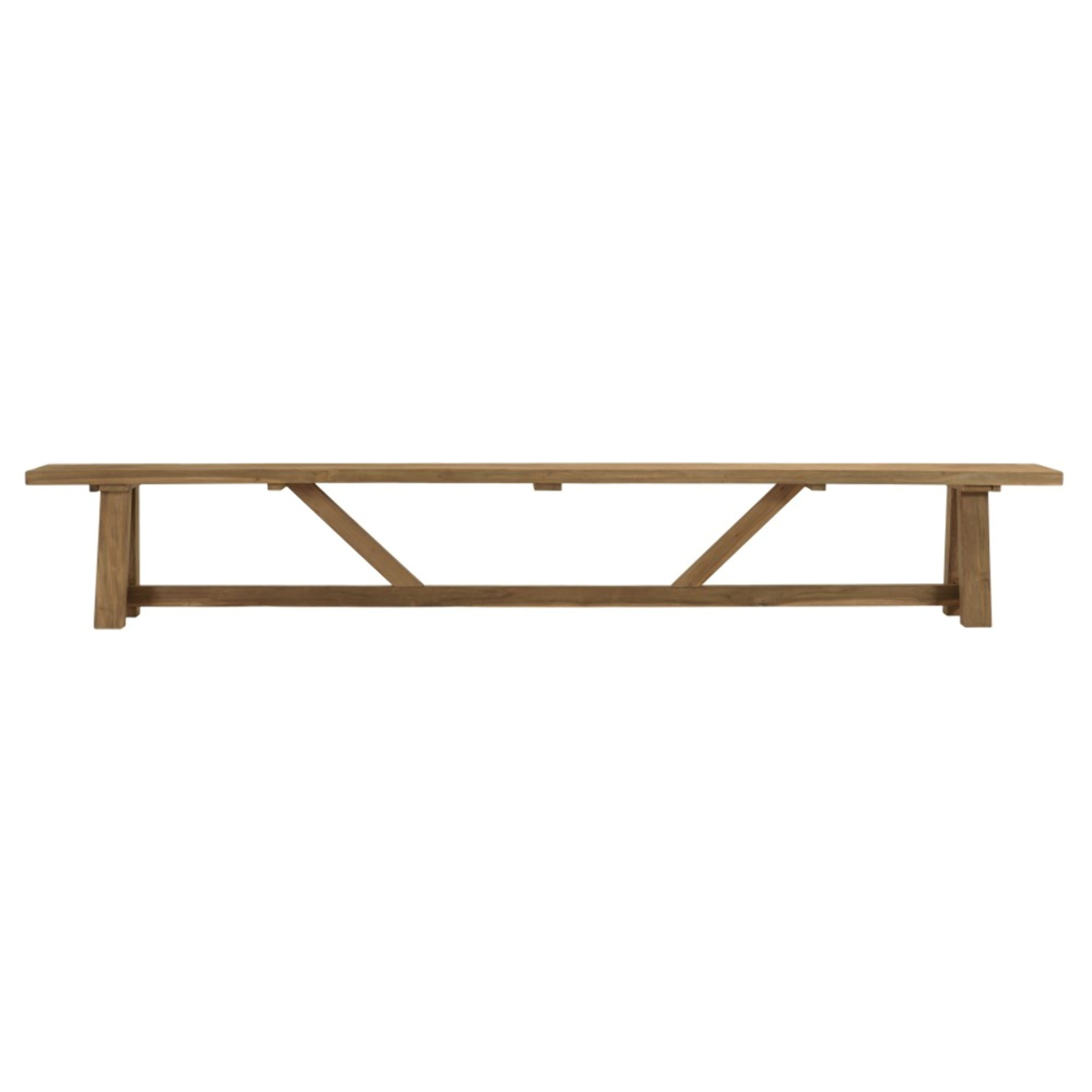 KALLY - Banc de jardin 300x28cm en bois de teck recyclé naturel