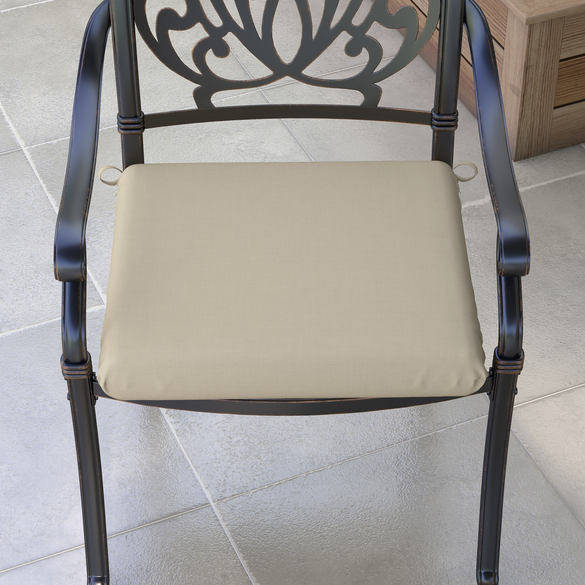 Conjunto de Cojines para Sillas de Comedor 47x47x7 cm Juego de 4 Piezas Cojines para Sillas de Jardín Impermeable y Protección UV 50+ para Interior y Exterior Beige