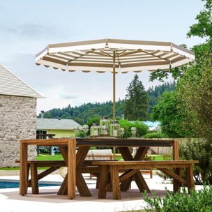 Sombrilla Terraza Exterior Ø268 cm Sombrilla de Jardín con Ángulo Inclinable y Manivela Protección UV 50+ Parasol para Patio Terraza Gris y Blanco