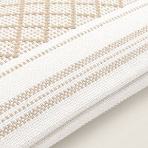 Funda de cojín tejido rombos con borlas Diami color marron beige Algodón y poliéster