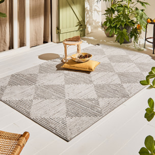 Tapis Loopin 323 gris - Motif en relief - Indoor & Outdoor