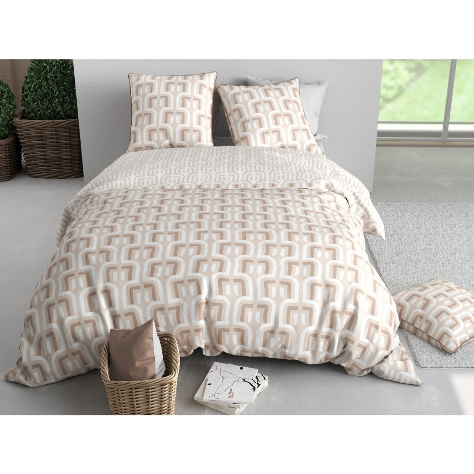 Parure Housse De Couette 3pcs Microfibre Effet Pêche TARA