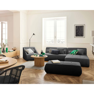 Onyx - canapé modulable d'angle réversible 4 places - en velours côtelé - Gris foncé