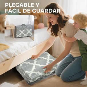 Alfombra Bebé Acolchada Plegable Reversible 202x180,5x1 cm, Laterales Abatibles, Tapete de Actividades Bebé XPE, Impermeable, con Bolsa de Transporte, Multicolor