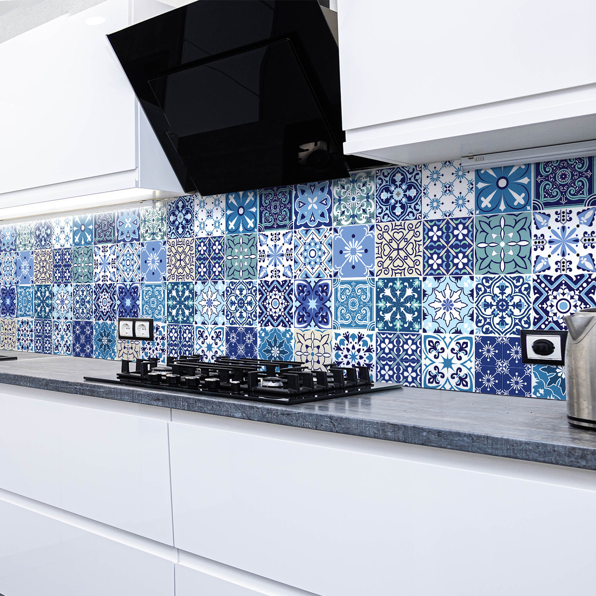 Stickers muraux - Sticker Mural Carrelage adhésif Cuisine Salle de Bain - 24 STICKERS CARRELAGES AZULEJOS SACRANIO