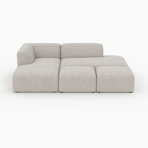 Canapé d'angle gauche modulable, tissu beige 4 places, 2 poufs - Hestia