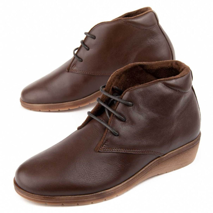 Botín De Cuña - Marrón - Altura: 4 Cm