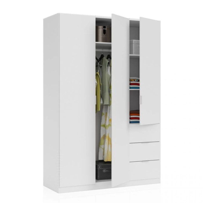 Armario Magan 3 puertas y 3 cajones Blanco