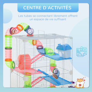 Cage pour hamster souris rongeur 4 étages avec tunnels mangeoire roue maison échelles dim. 46L x 30l x 58H cm vert