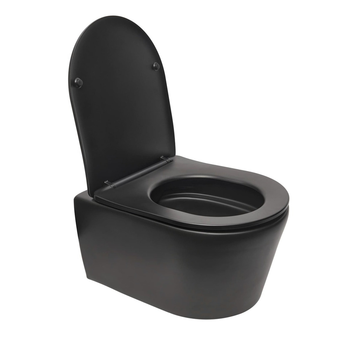 WC suspendu sans bride et fixations invisibles + abattant frein de chute, Noir mat (SATBRE010RREXPBKM)