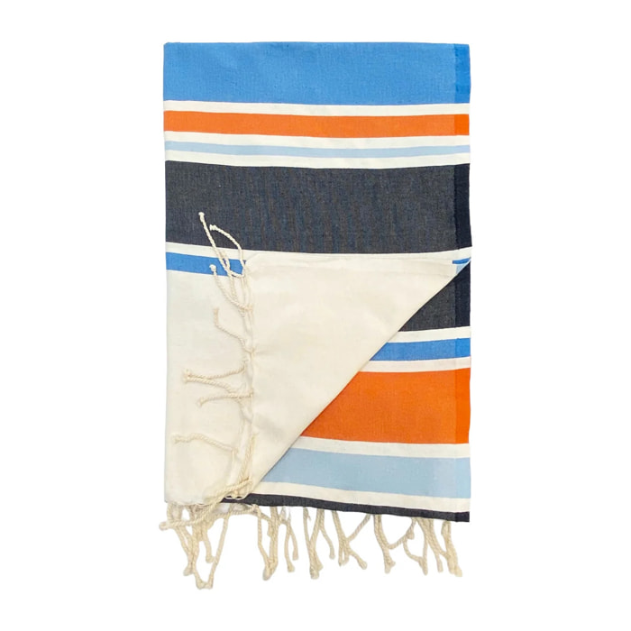 Fouta plate traditionnelle - Helios Bleu - 100x200cm - 190g/m²