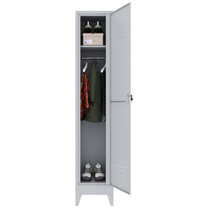 Armadietto Spogliatoio Armadio 1 Anta Slim Sporco Pulito In Lamiera Acciaio Salvaspazio Con Chiave Ripiano Appendiabiti  180x34x36 Cm Grigio