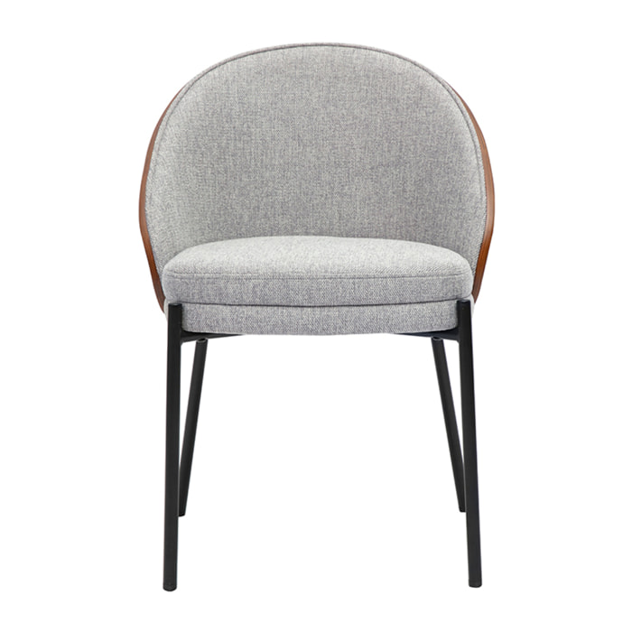 Chaises en tissu effet velours texturé gris, bois foncé et métal (lot de 2) TUCSON