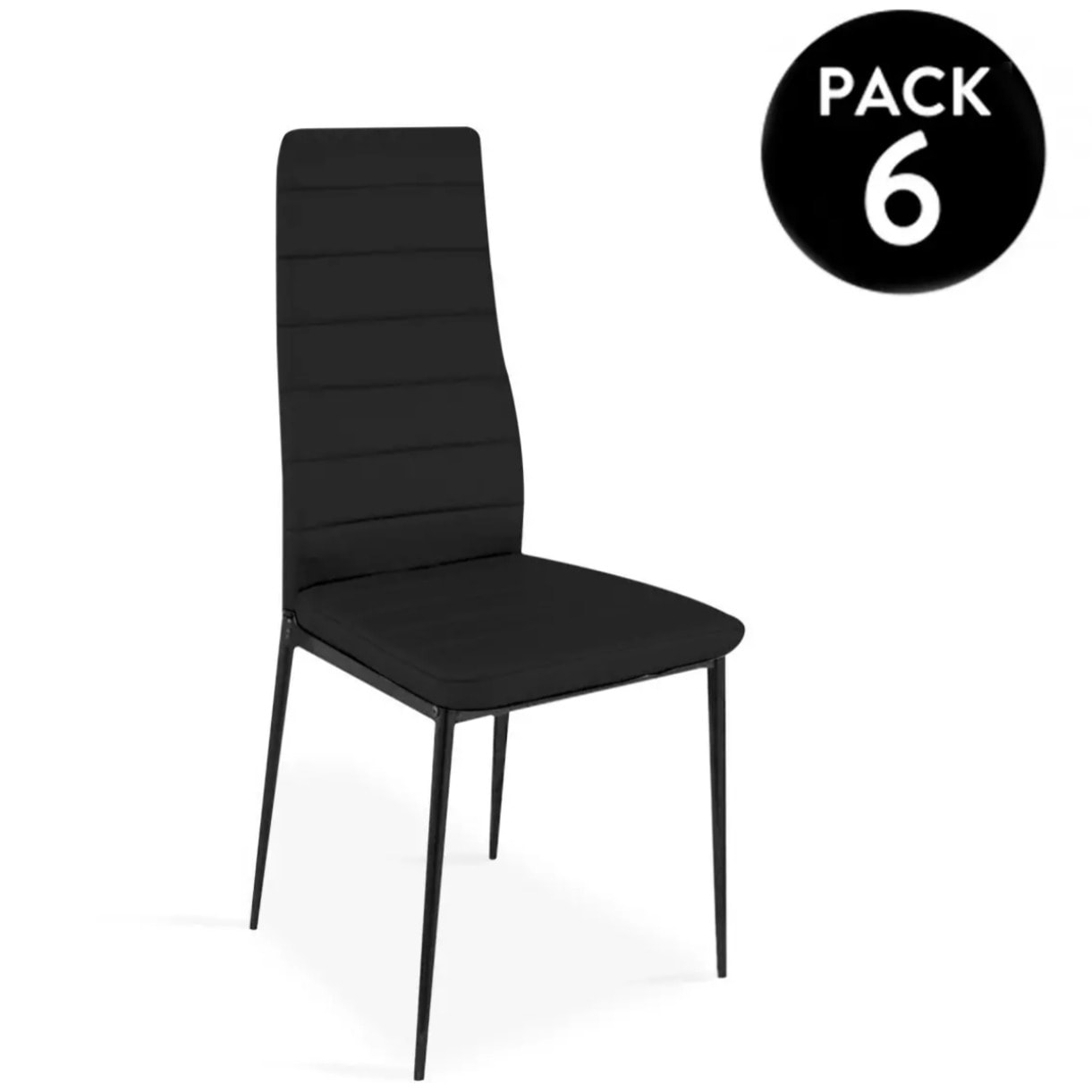 Pack 6 sillas de comedor símil piel Emi Negro