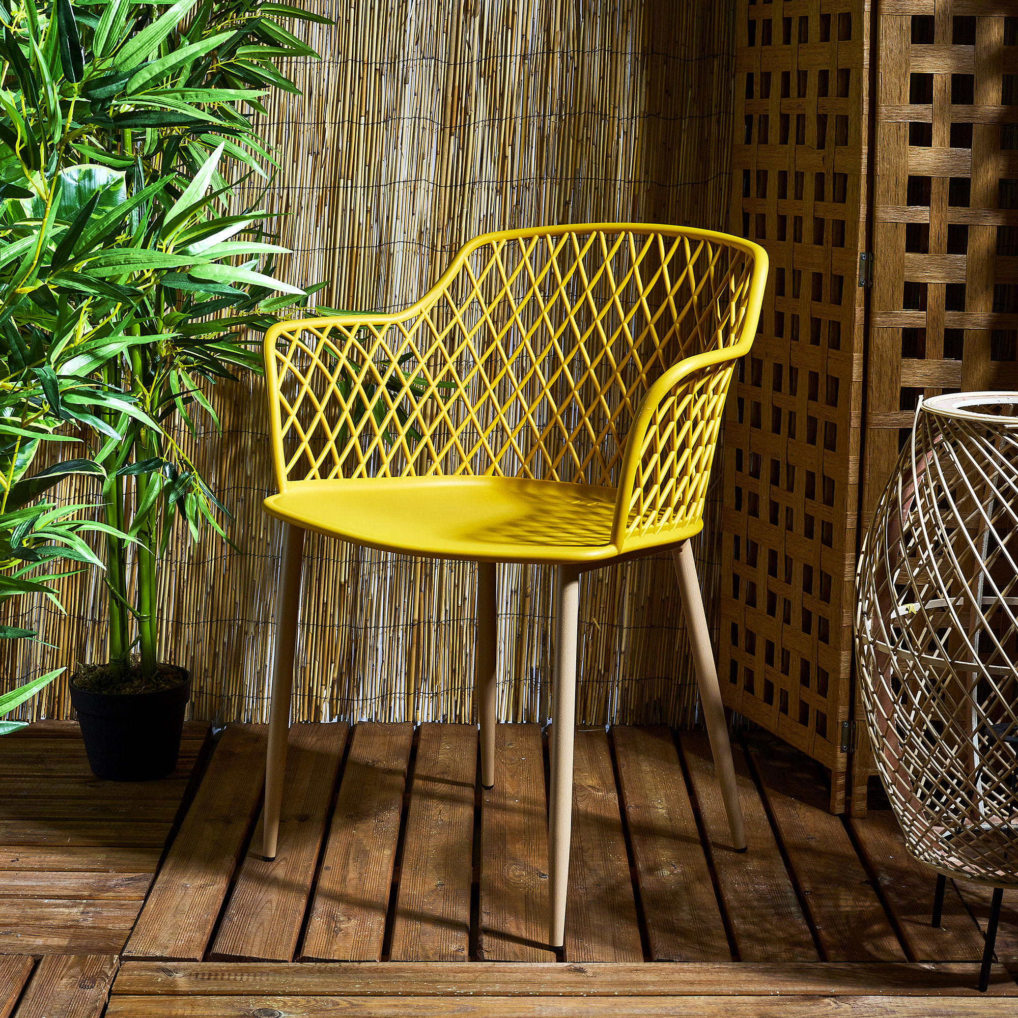 Fauteuil Exterieur Malaga Jaune - Lot De 4