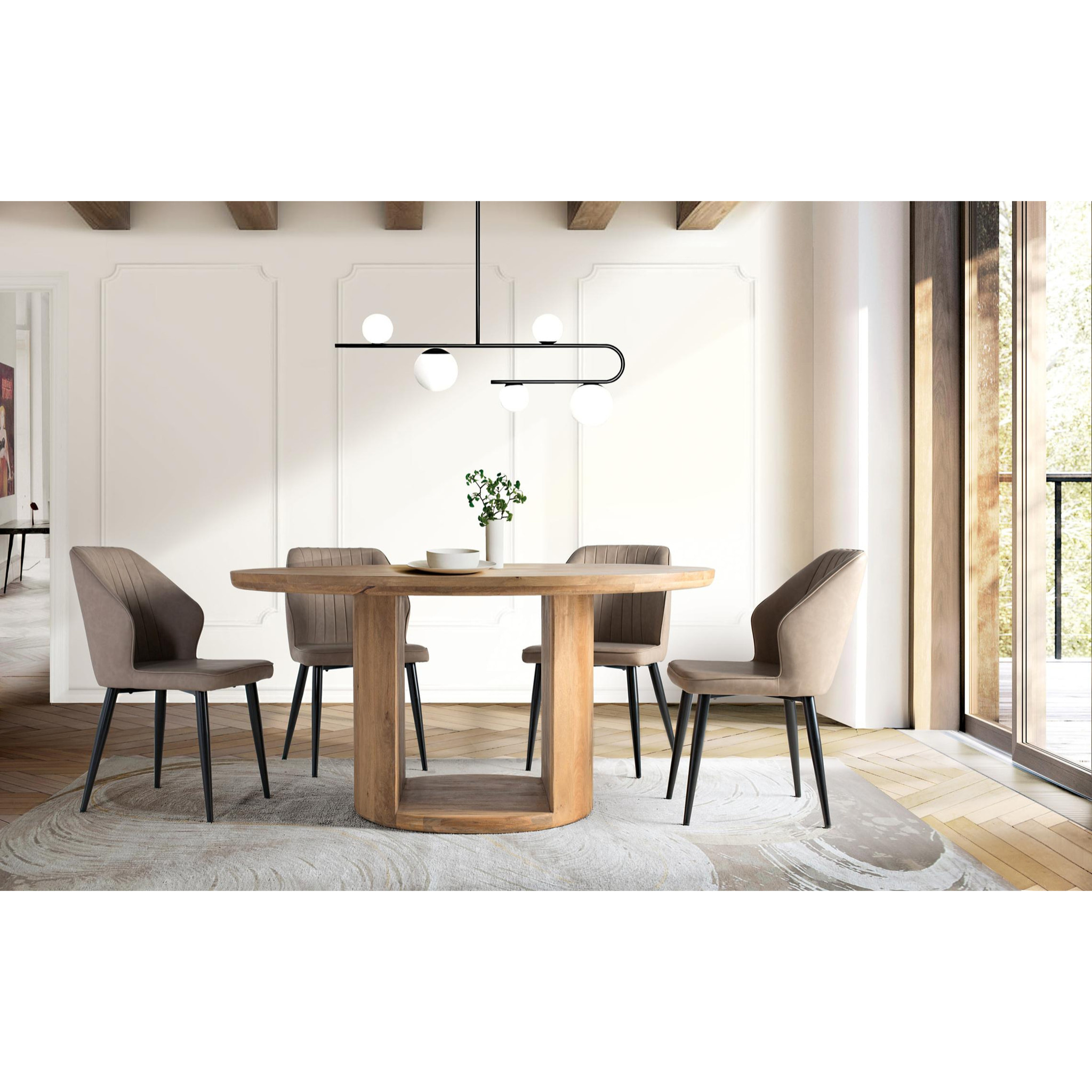 Mesas de Comedor de Madera de Mango 150 Cm Estilo Rústico Moderno