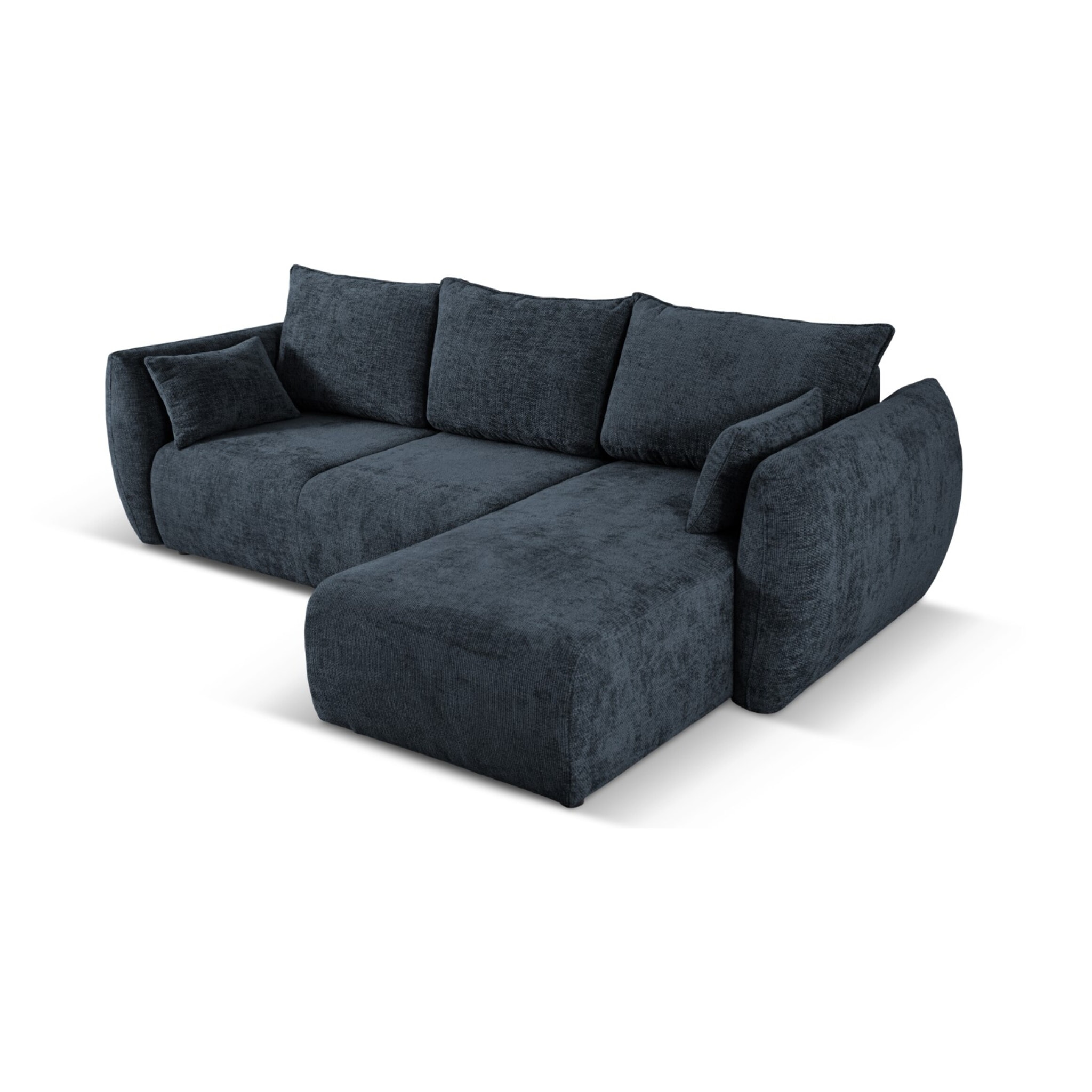 Canapé d'angle droit convertible avec coffre de rangement "Matera" 4 places en chenille bleu roi