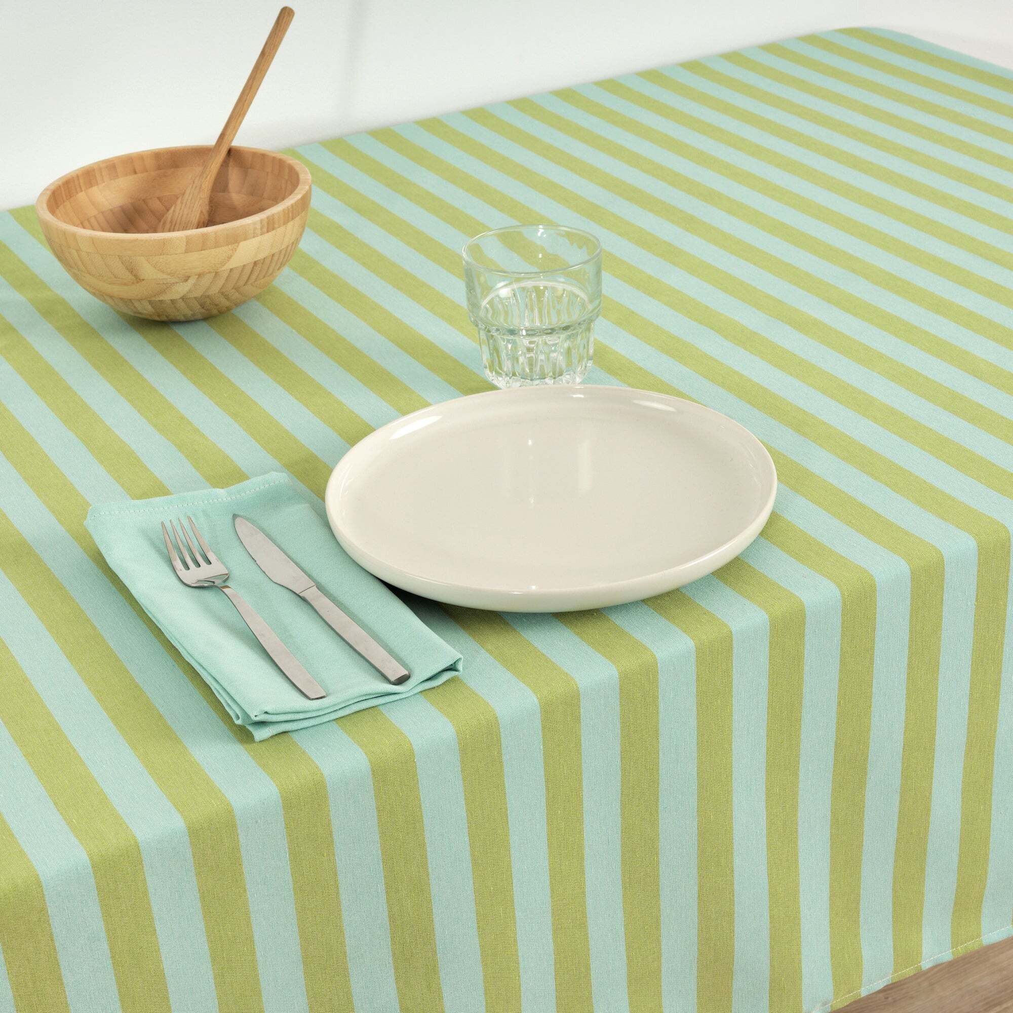 Nappe en tissu jacquard Maglia rayé Turquoise et Pistache
