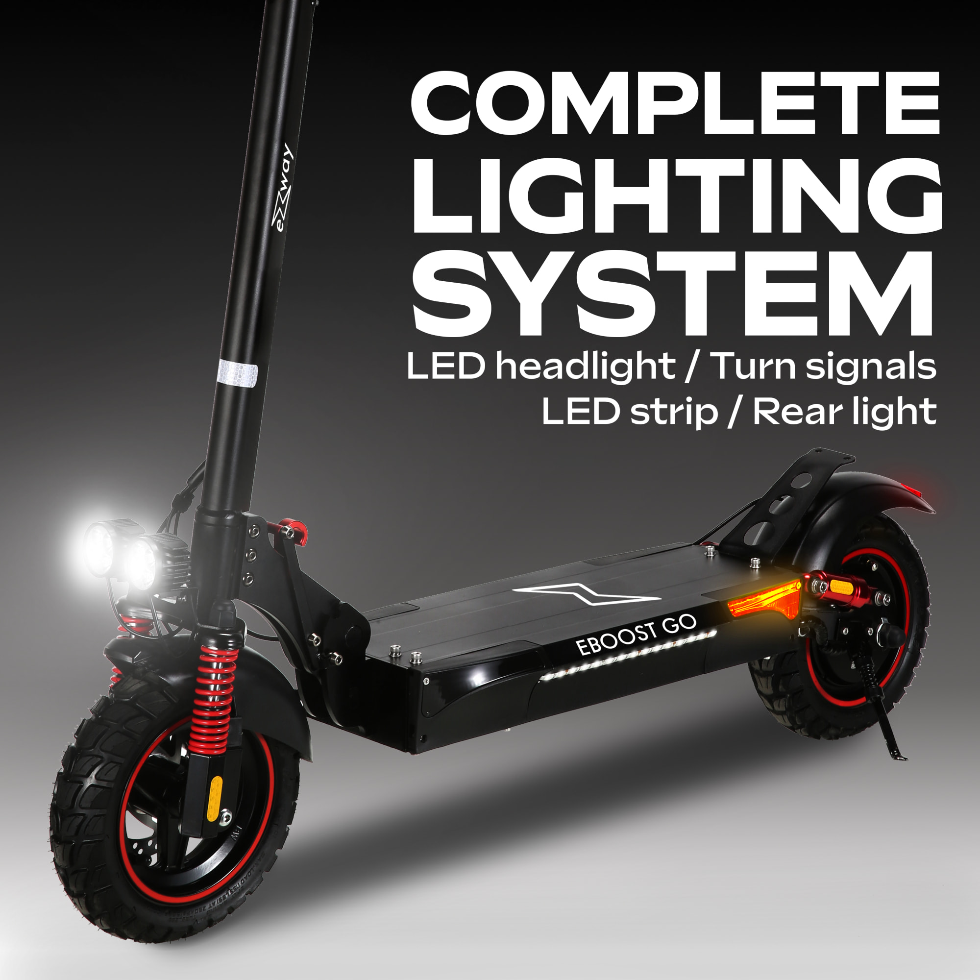 Trottinette Électrique Adulte  EBOOST GO –  Moteur 1200W -  Autonomie Jusqu'a 50 km - Pneu Cross 10" Tubeless - Batterie 54V/10Ah - Poids 23Kg