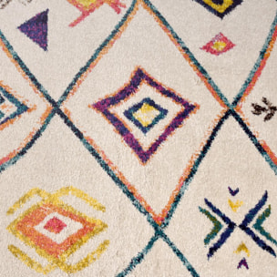 Tapis Mevo crème et multicolore motif traditionnel berbère