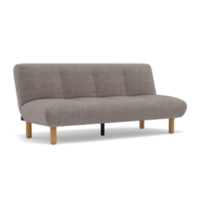 Soan - Banquette 2 places convertible clic-clac en velours texturé - Gris clair