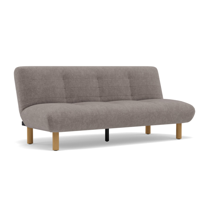 Soan - Banquette 2 places convertible clic-clac en velours texturé - Gris clair