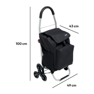 Chariot de course pliable 6 roues Noir