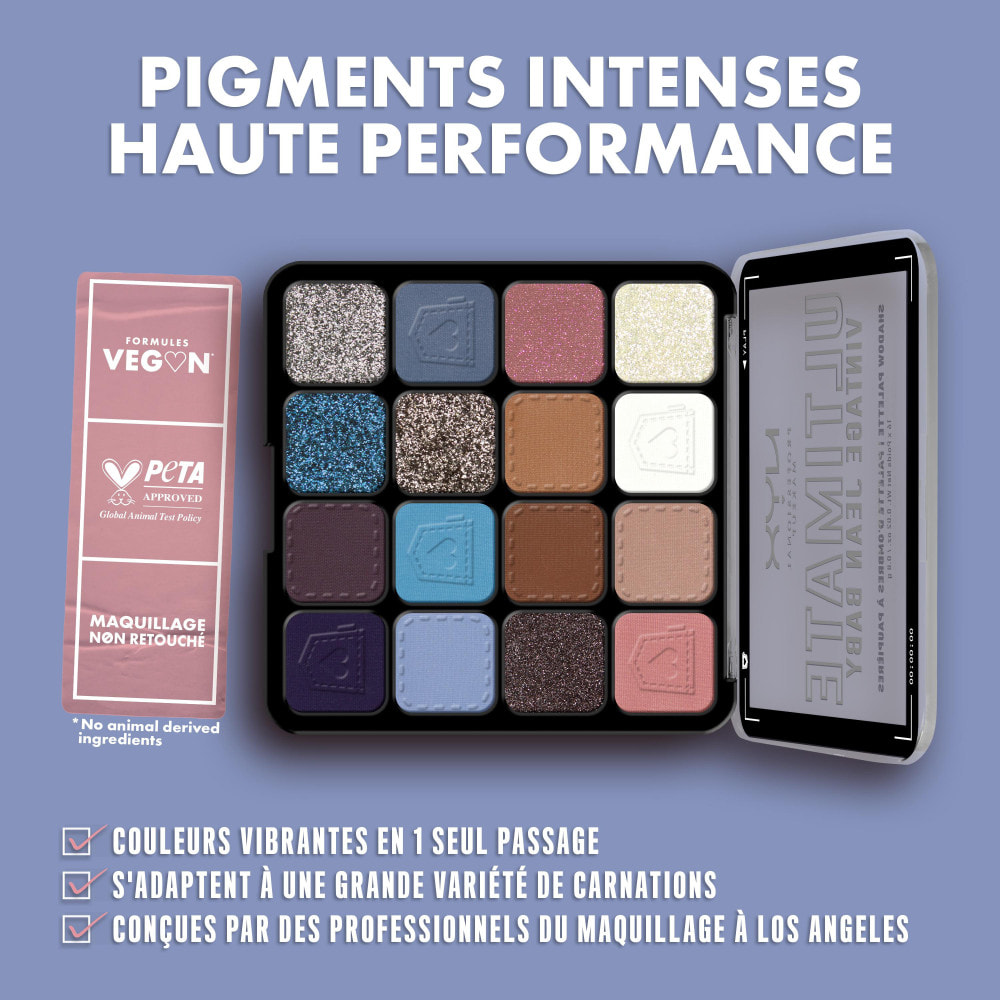 NYX Professional Makeup Palette de Fards à Paupières 16 Fards Ultimate Shadow Palette Vintage Jean Baby