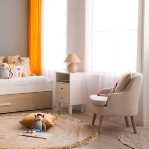 Fauteuil Naivi -tissu et bois-couleur beige 60 x 77 x 62 cm