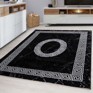 PLUS - Tapis à poils courts style grec noir - PLU8009NOI