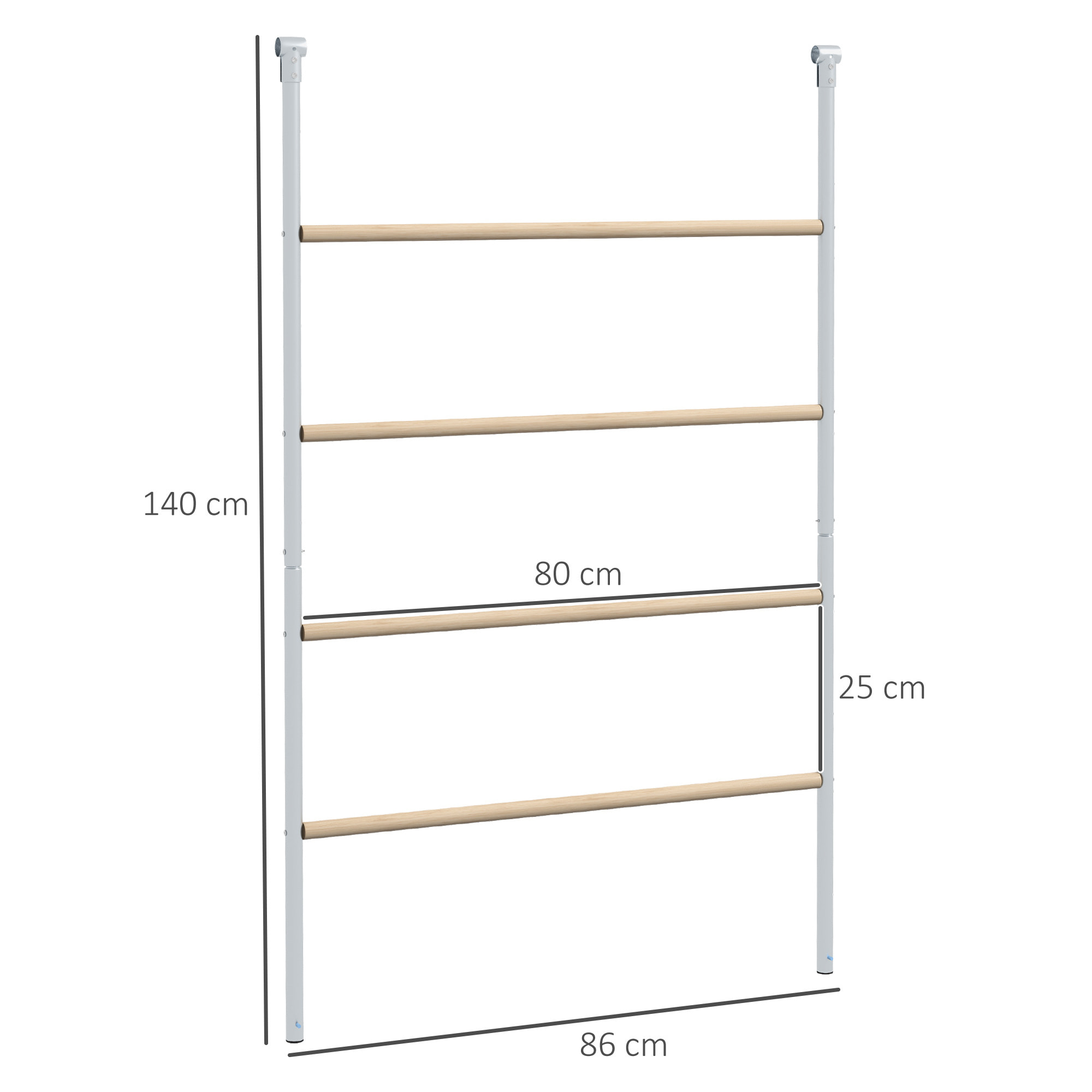 Percha para Gallinas de 4 Niveles, Escalera de Madera y Acero Galvanizado para 4-6 Gallinas, 140x86 cm, para Gallineros de Tubos Metálicos de 25 mm, Natural