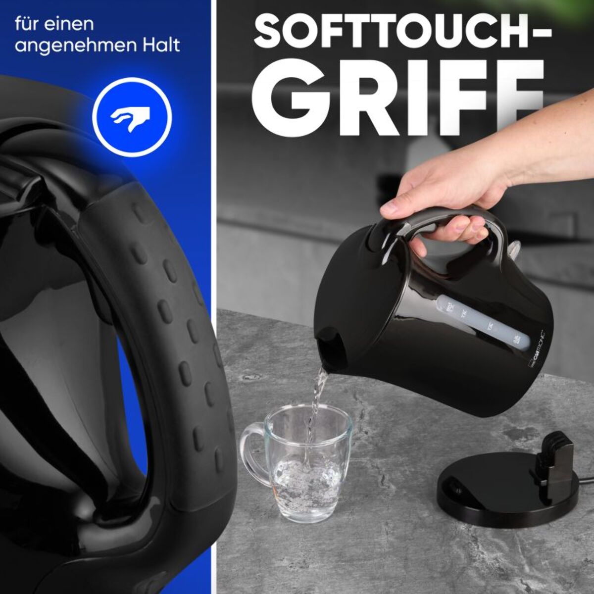 Bouilloire 1,7L 2200W Noir Clatronic WK3819-Noir
