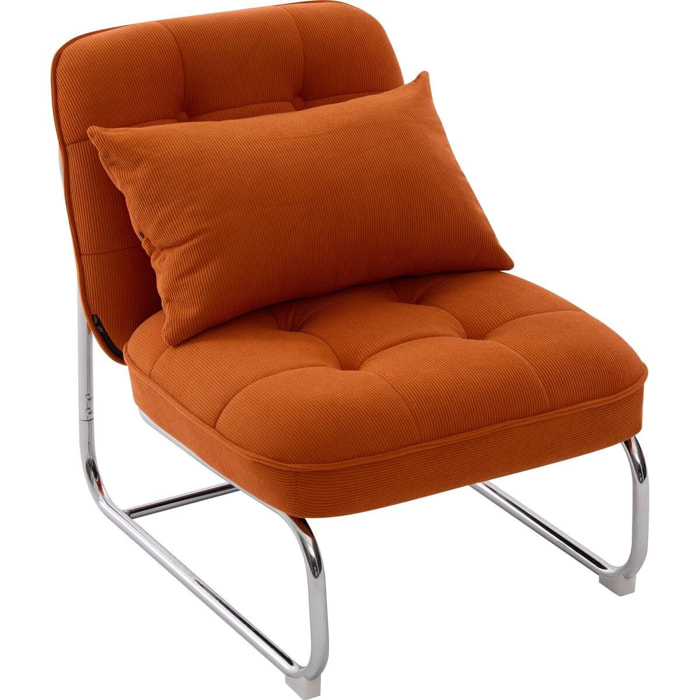 Fauteuil en velours côtelé et piètement chromé - MARVIN