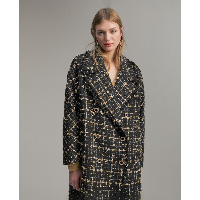 Cappotto midi con dettagli in lurex