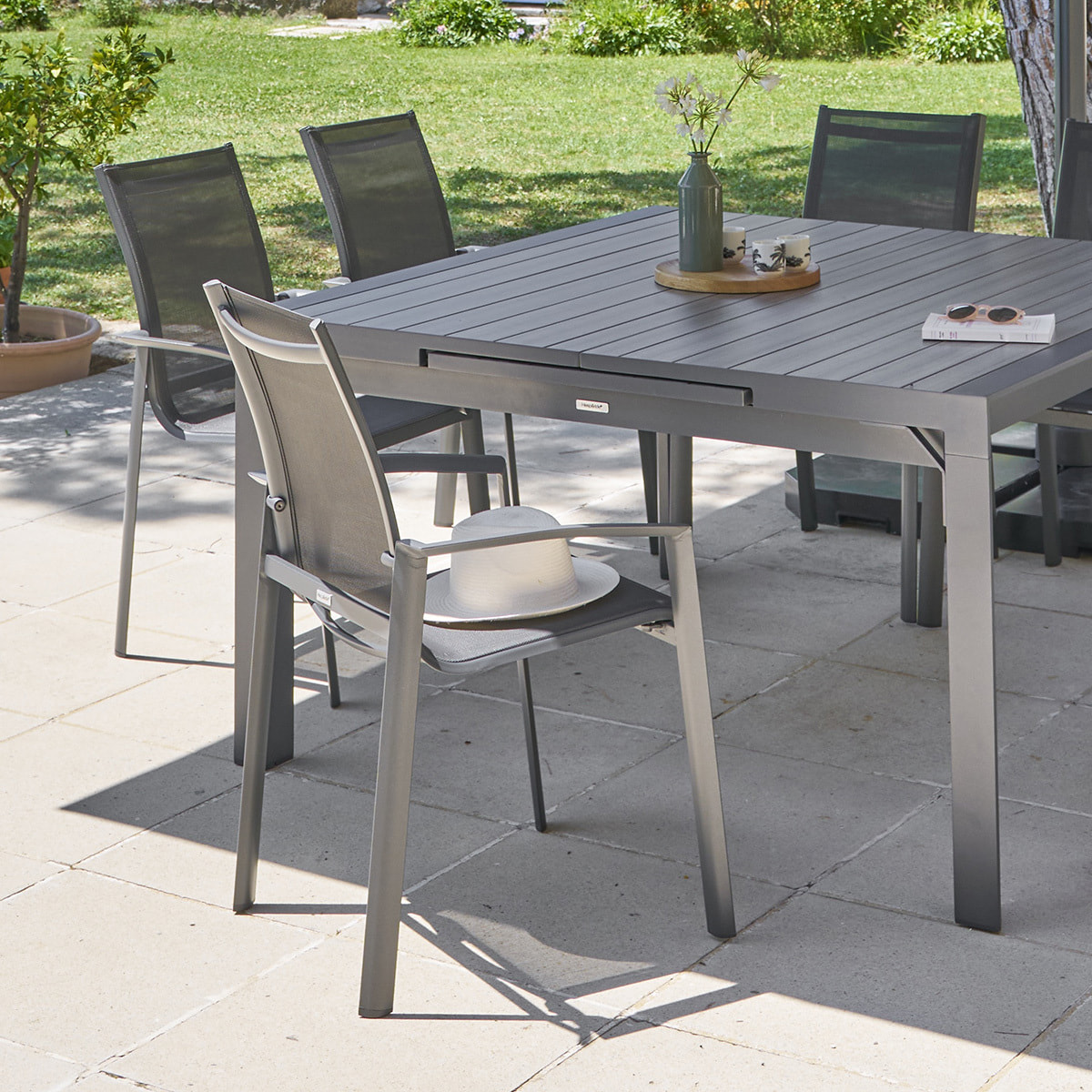 Fauteuil de jardin empilable Axant Anthracite & Graphite