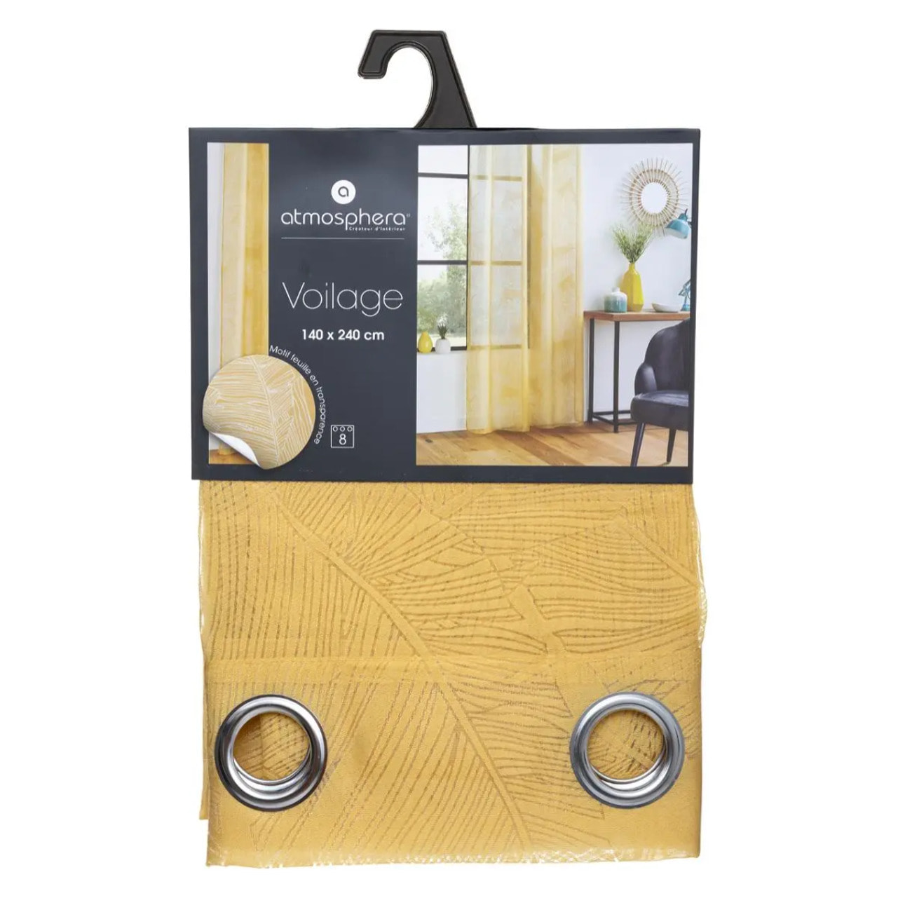 Voilage "Devo" jaune moutarde 140x240cm