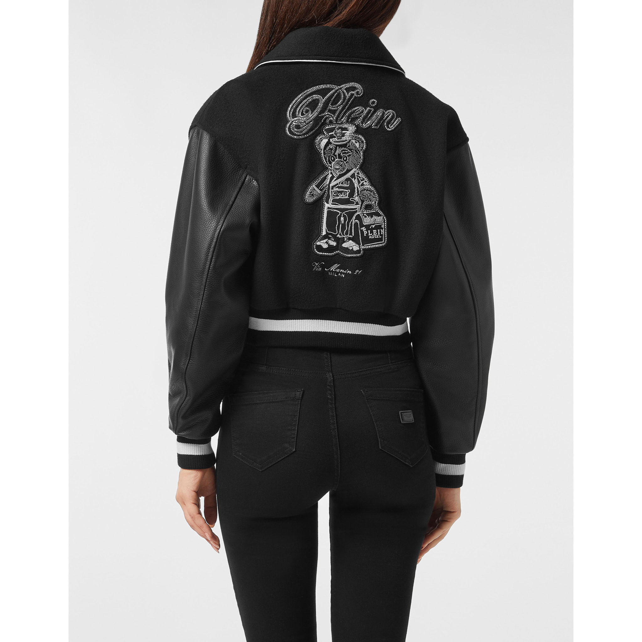 PHILIPP PLEIN Leather Bomber TEDDY