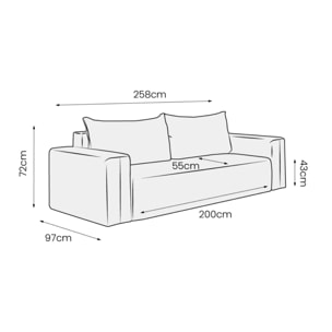 NALA - Canapé droit convertible droit 3 places en tissu beige