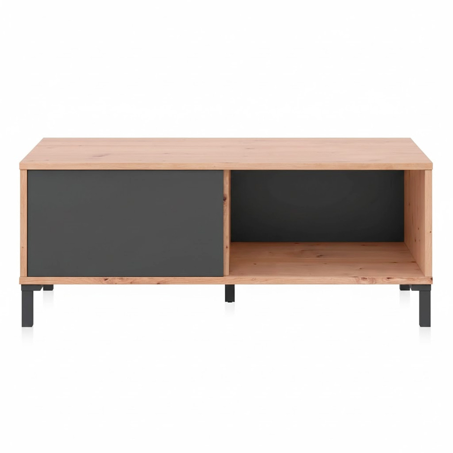 Tavolino Da Caffè Con Vano Aperto e Chiuso Tavolo Basso Design Soggiorno Salotto Arredo Casa Stile 40 x 100 x 50 cm Rovere e Grigio Antracite