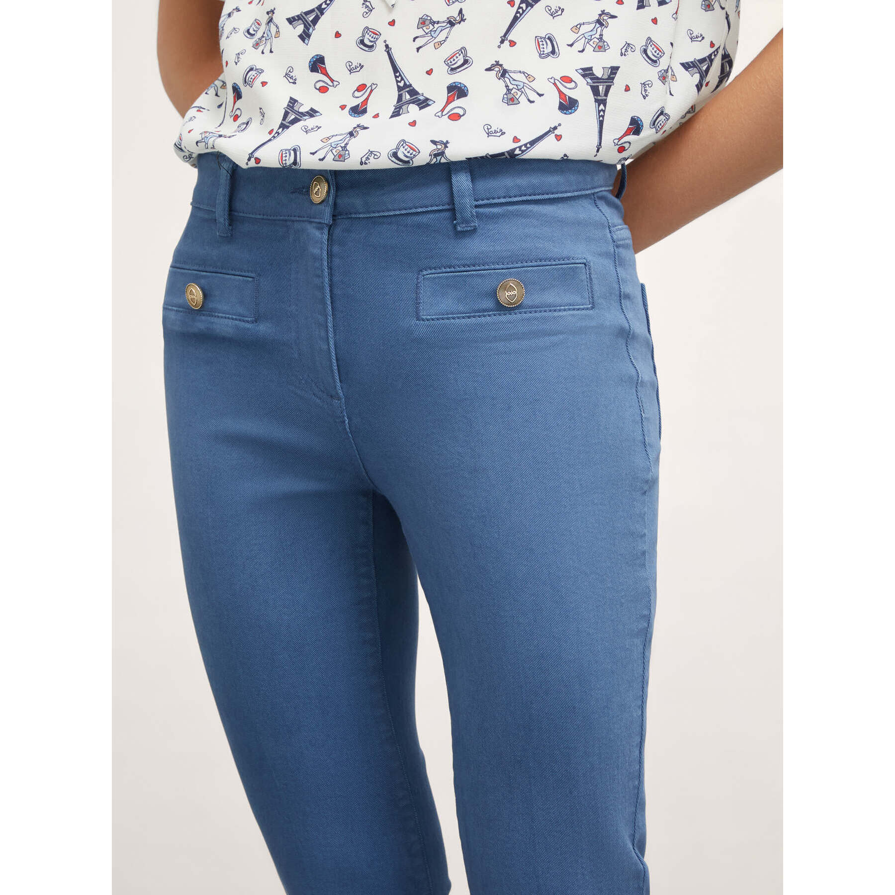 Motivi - Pantalones flare con bolsillos - Light - blue