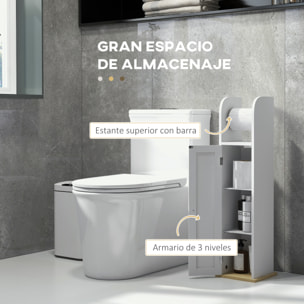 Mueble Auxiliar de Baño Columna de Baño Mueble de Suelo de Baño con Estantes Ajustables y Portarrollos de Papel 20x20x80 cm Blanco