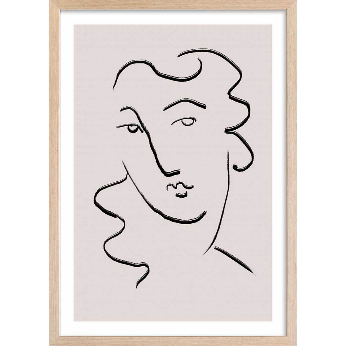 Affiche Simple Ligne No2 Affiche + cadre en bois - Chêne